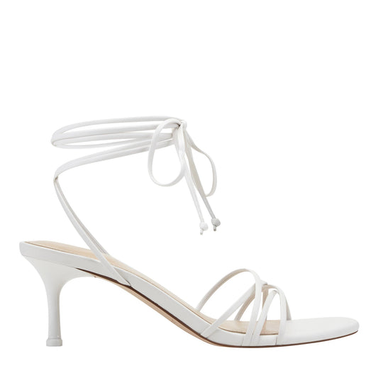 Gineva Leather Ankle Wrap Sandal - White Leather | Marc Fisher