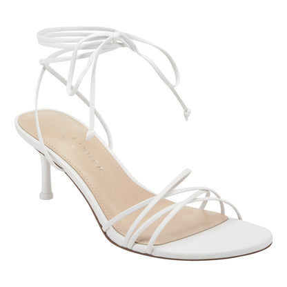 Gineva Leather Ankle Wrap Sandal - White Leather | Marc Fisher