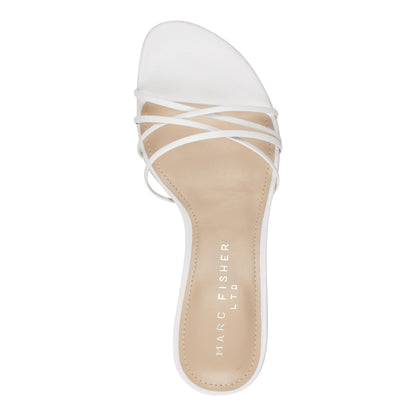 Gineva Leather Ankle Wrap Sandal - White Leather | Marc Fisher