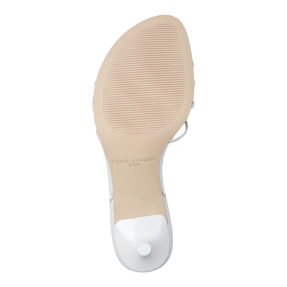 Gineva Leather Ankle Wrap Sandal - White Leather | Marc Fisher