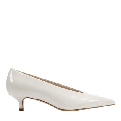 Cecile Leather Kitten Heel Pump - White Patent Leather | Marc Fisher