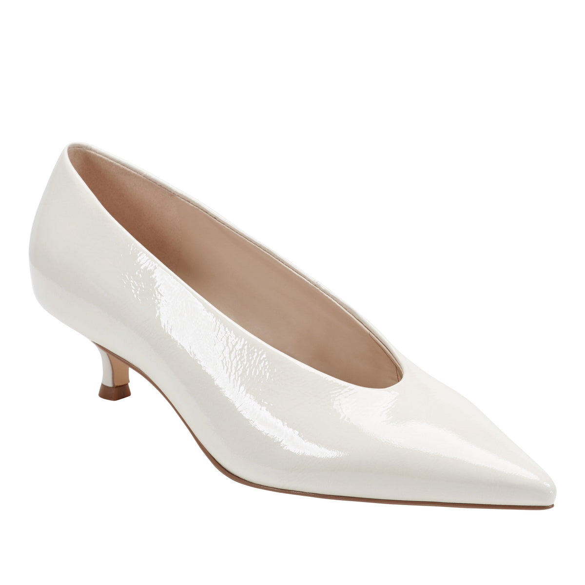 Cecile Leather Kitten Heel Pump - White Patent Leather | Marc Fisher