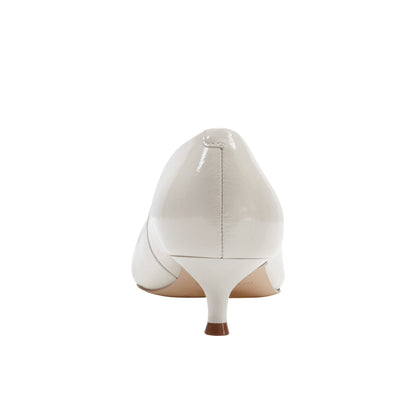 Cecile Leather Kitten Heel Pump - White Patent Leather | Marc Fisher