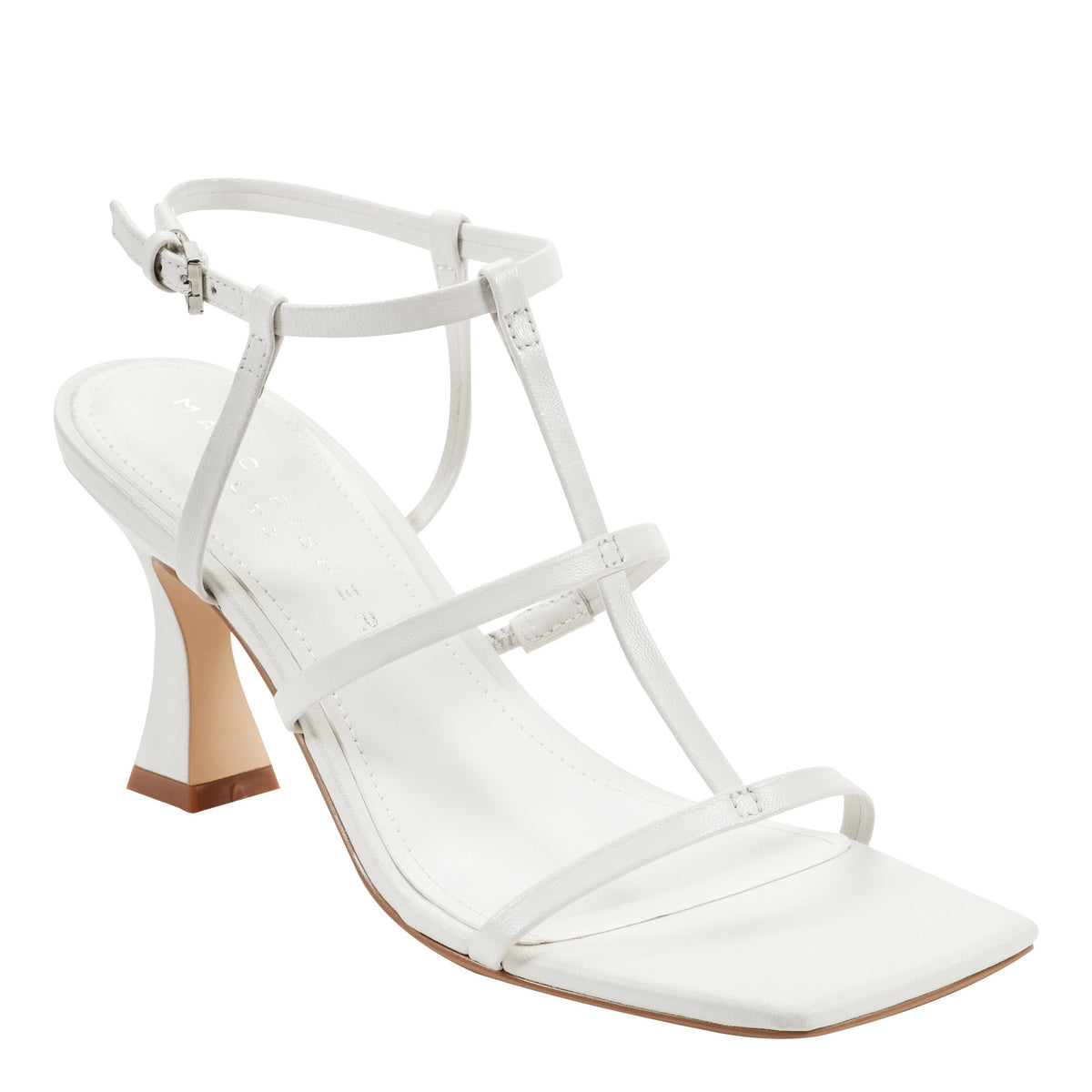 Dennie Strappy Leather Dress Sandal - White Leather | Marc Fisher