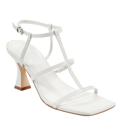 Dennie Strappy Leather Dress Sandal - White Leather | Marc Fisher