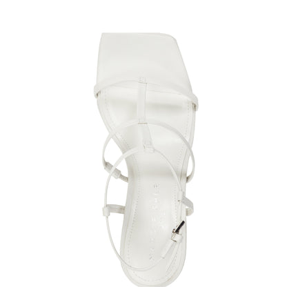 Dennie Strappy Leather Dress Sandal - White Leather | Marc Fisher