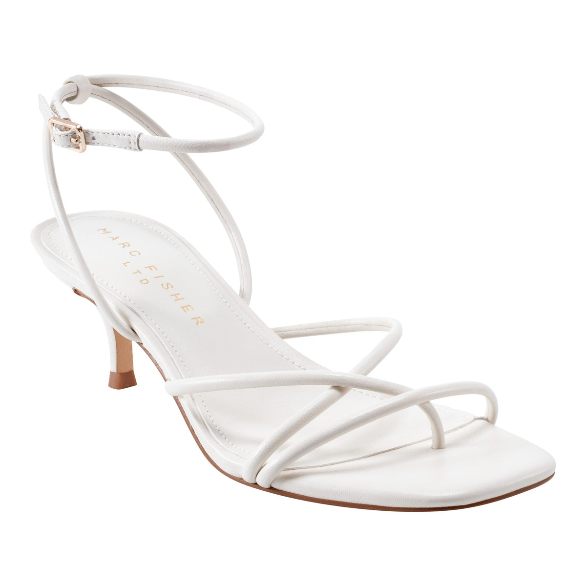 Ballen Leather Ankle Strap Sandal - White Leather | Marc Fisher