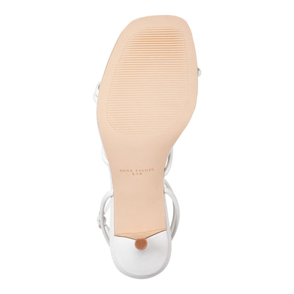 Ballen Leather Ankle Strap Sandal - White Leather | Marc Fisher