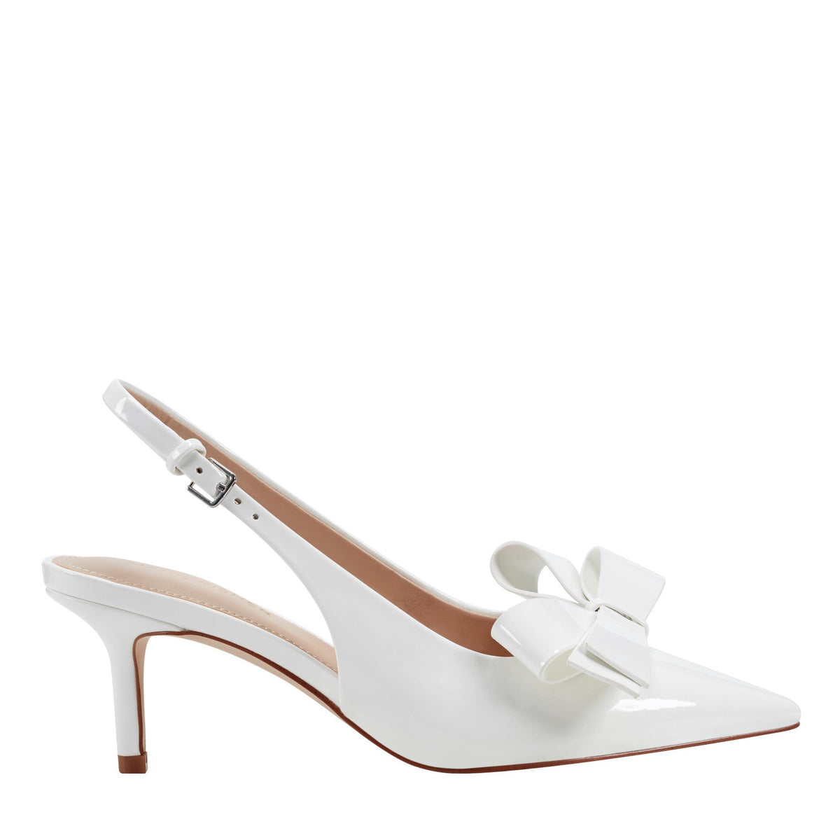 Allon Bow Slingback Pump - White Patent | Marc Fisher