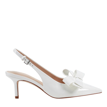 Allon Bow Slingback Pump - White Patent | Marc Fisher