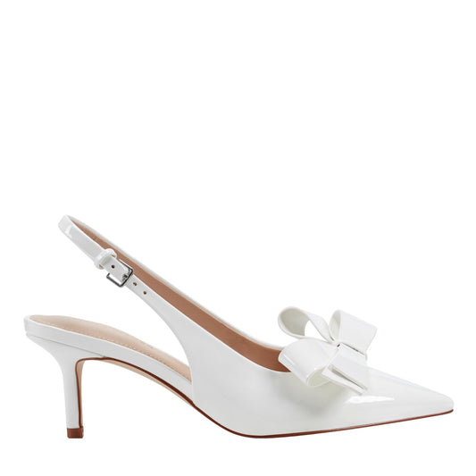 Allon Bow Slingback Pump - White Patent | Marc Fisher