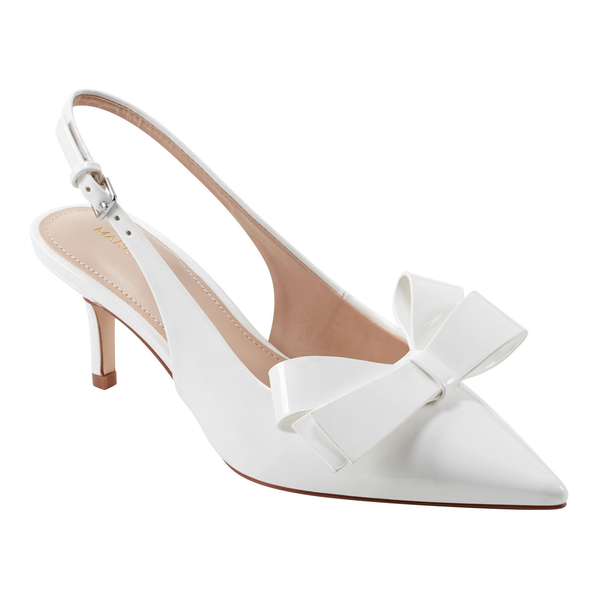 Allon Bow Slingback Pump - White Patent | Marc Fisher