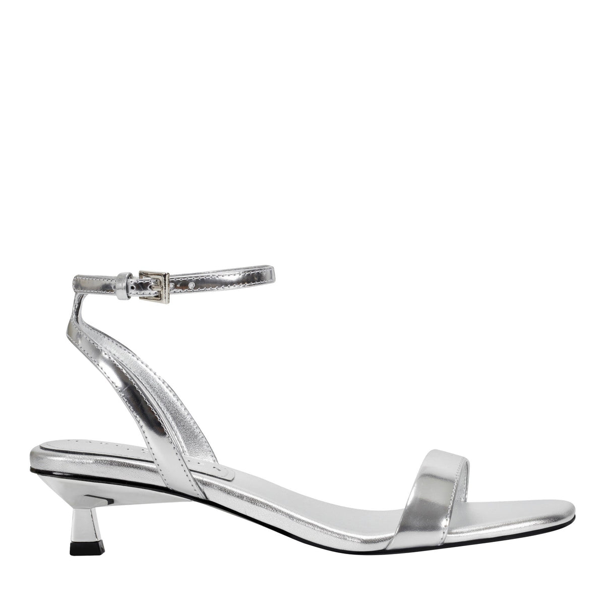 Alona Ankle Strap Sandal - Silver Leather | Marc Fisher