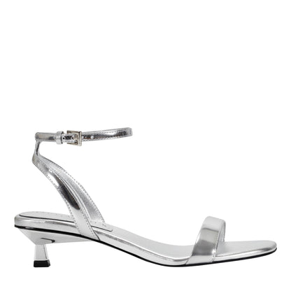 Alona Ankle Strap Sandal - Silver Leather | Marc Fisher