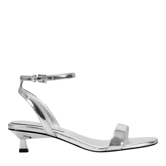 Alona Ankle Strap Sandal - Silver Leather | Marc Fisher