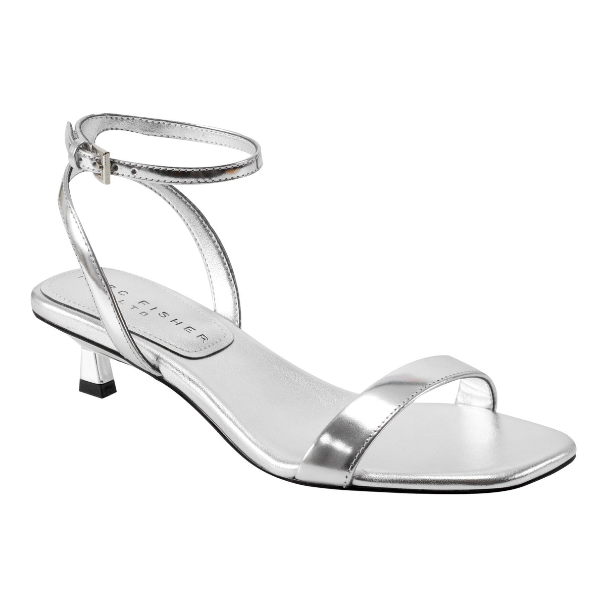 Alona Ankle Strap Sandal - Silver Leather | Marc Fisher