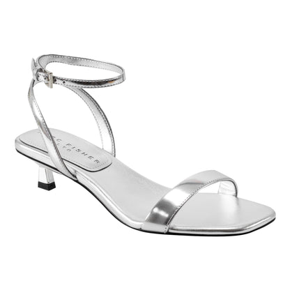 Alona Ankle Strap Sandal - Silver Leather | Marc Fisher