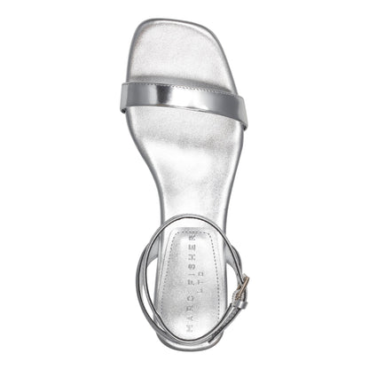 Alona Ankle Strap Sandal - Silver Leather | Marc Fisher