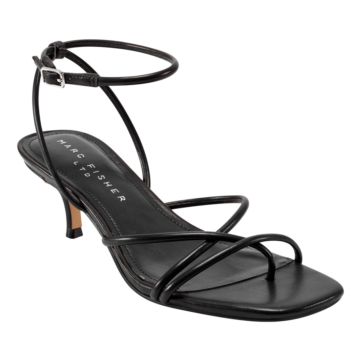 Ballen Leather Ankle Strap Sandal - Black Leather | Marc Fisher