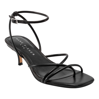 Ballen Leather Ankle Strap Sandal - Black Leather | Marc Fisher