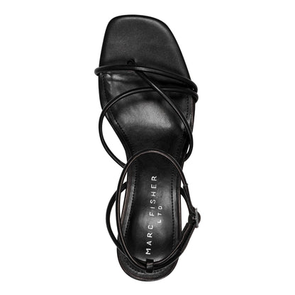 Ballen Leather Ankle Strap Sandal - Black Leather | Marc Fisher