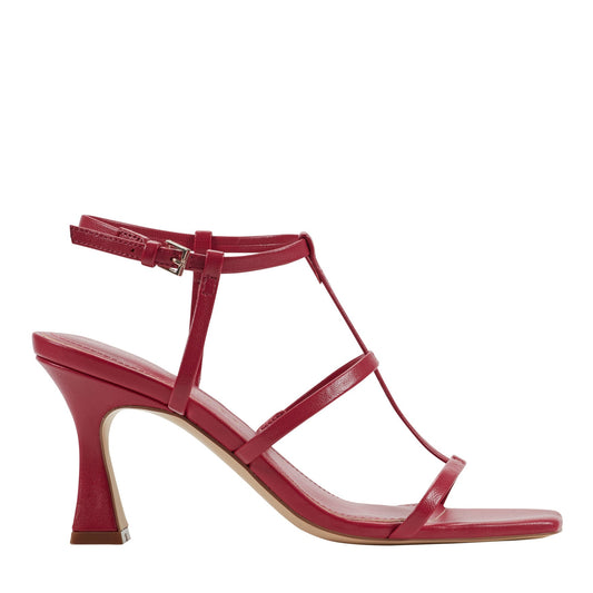 Dennie Strappy Leather Dress Sandal - Dark Pink Leather | Marc Fisher