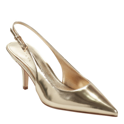 Dorie Leather Slingback Pump - Gold Metallic Leather | Marc Fisher