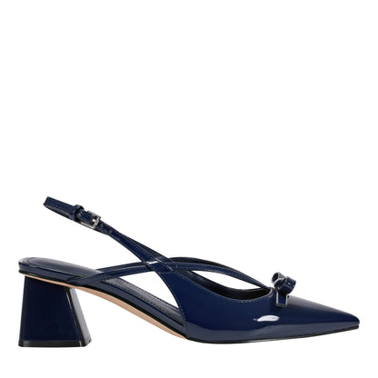 Laily Bow Slingback Pump - Navy Patent | Marc Fisher