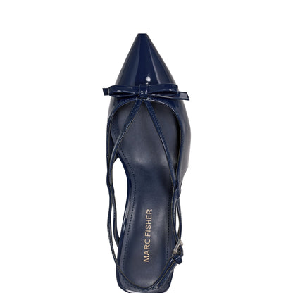 Laily Bow Slingback Pump - Navy Patent | Marc Fisher