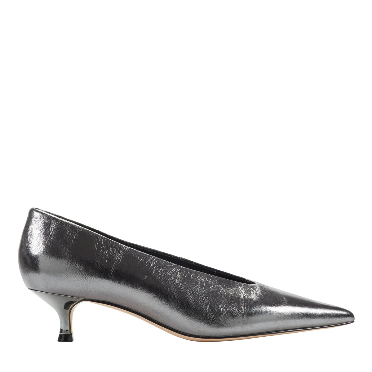 Cecile Leather Kitten Heel Pump - Silver Leather | Marc Fisher