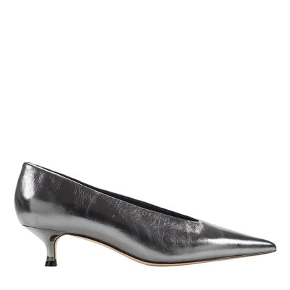 Cecile Leather Kitten Heel Pump - Silver Leather | Marc Fisher