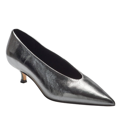 Cecile Leather Kitten Heel Pump - Silver Leather | Marc Fisher