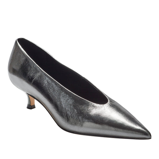 Cecile Leather Kitten Heel Pump - Silver Leather | Marc Fisher