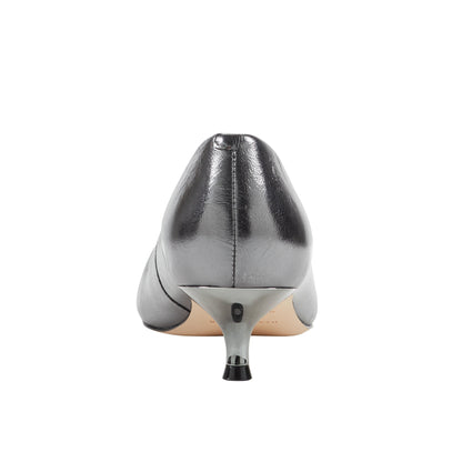 Cecile Leather Kitten Heel Pump - Silver Leather | Marc Fisher