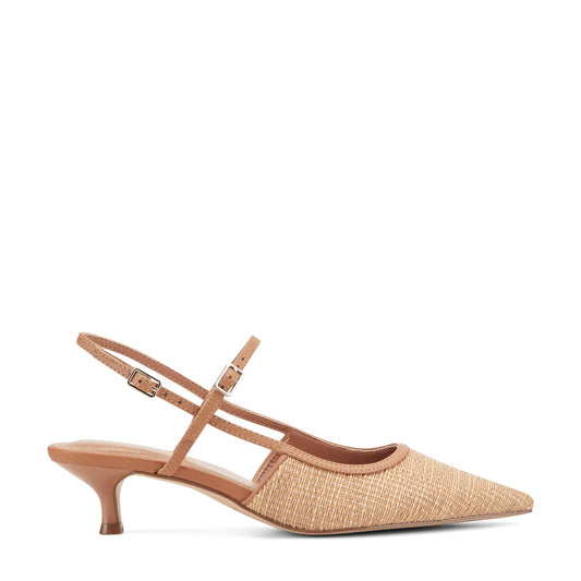 Ceddy Kitten Heel Slingback Pump - Natural Raffia | Marc Fisher