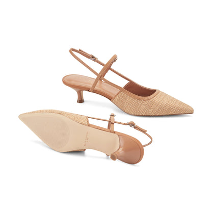 Ceddy Kitten Heel Slingback Pump - Natural Raffia | Marc Fisher