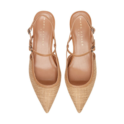 Ceddy Kitten Heel Slingback Pump - Natural Raffia | Marc Fisher