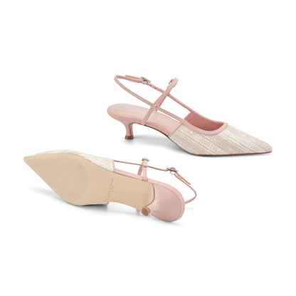 Ceddy Kitten Heel Slingback Pump - Pink Tweed | Marc Fisher