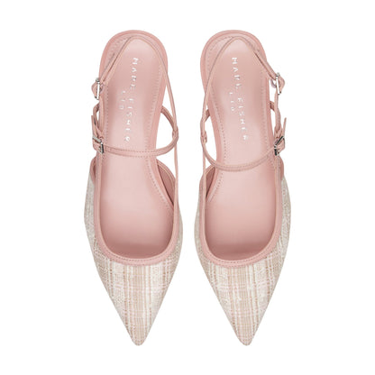 Ceddy Kitten Heel Slingback Pump - Pink Tweed | Marc Fisher