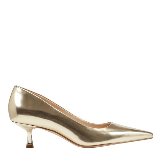 Calynna Leather Kitten Heel Pump - Gold Leather | Marc Fisher
