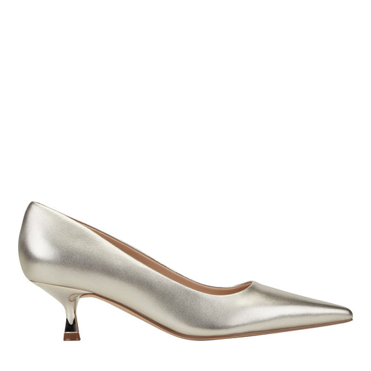 Calynna Leather Kitten Heel Pump - Platino Leather | Marc Fisher