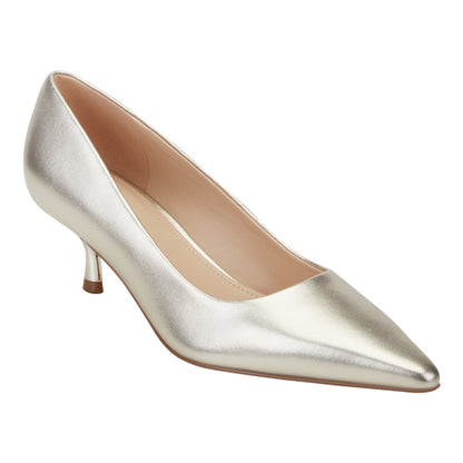 Calynna Leather Kitten Heel Pump - Platino Leather | Marc Fisher
