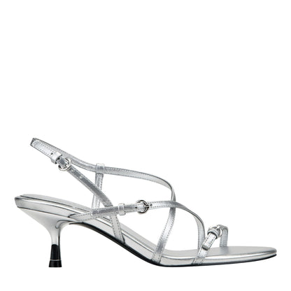 Nylah Leather Strappy Sandal - Silver Leather | Marc Fisher