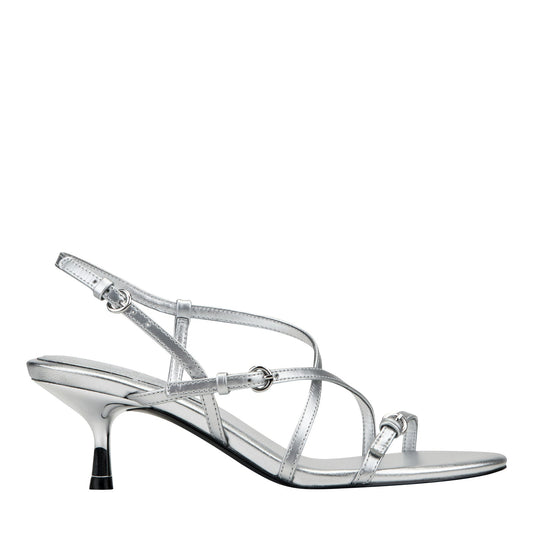 Nylah Leather Strappy Sandal - Silver Leather | Marc Fisher