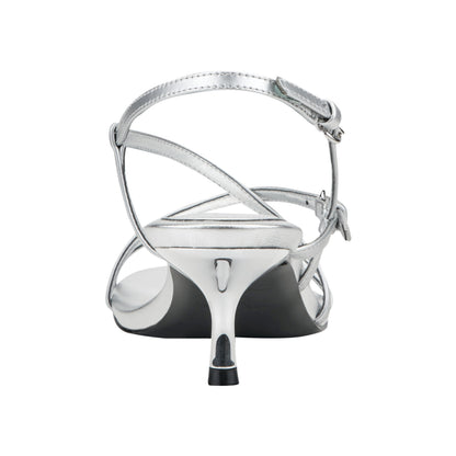 Nylah Leather Strappy Sandal - Silver Leather | Marc Fisher