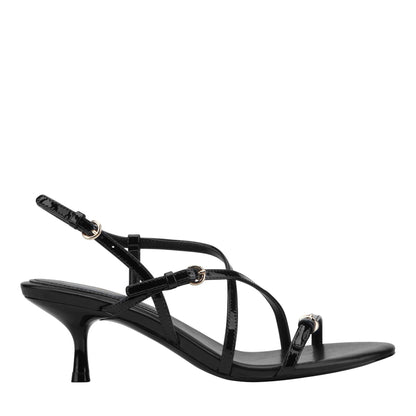 Nylah Leather Strappy Sandal - Black Patent Leather | Marc Fisher