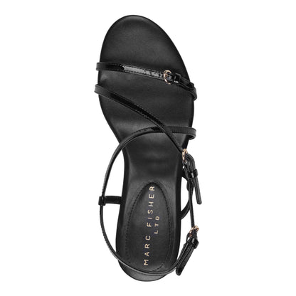 Nylah Leather Strappy Sandal - Black Patent Leather | Marc Fisher
