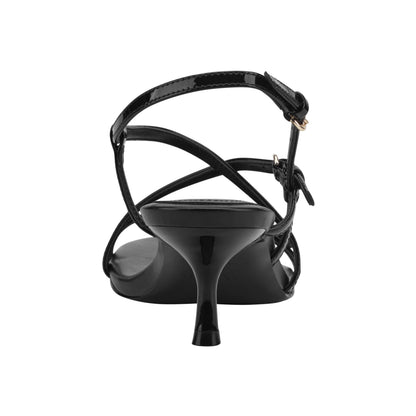 Nylah Leather Strappy Sandal - Black Patent Leather | Marc Fisher