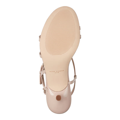 Nylah Leather Strappy Sandal - Natural Patent Leather | Marc Fisher