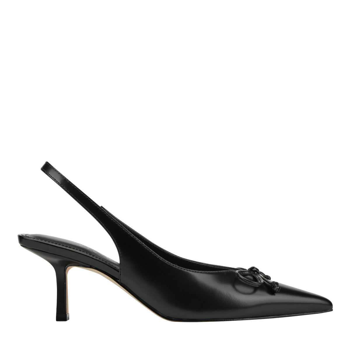 Gretel Leather Bow Slingback Pump - Black Leather | Marc Fisher